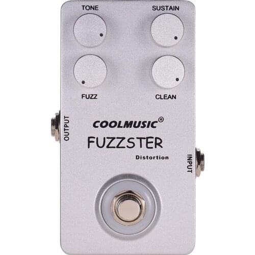 COOLMUSIC C-FC1 Fuzzster Distortion Guitar Effect Pedal Bass Fuzz Pedal Guitar Pedal for Guitars Alluminum Alloy Shell Silver
