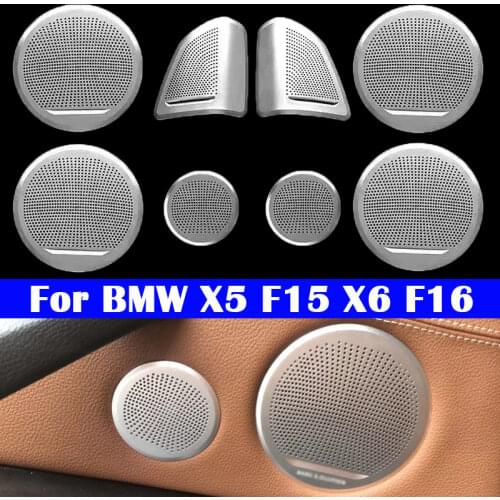 For BMW X5 F15 X6 F16 Advanced Silvery Panel Doors Decorative Horn Mounts BO Tweeter Midrange Treble Speaker Cover With Logo