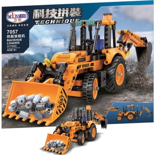 MOC Creator Excavator Loader 377pcs City High-tech Engineering vehicle DIY Model Building Blocks Bricks fun Toys For Kid Gifts