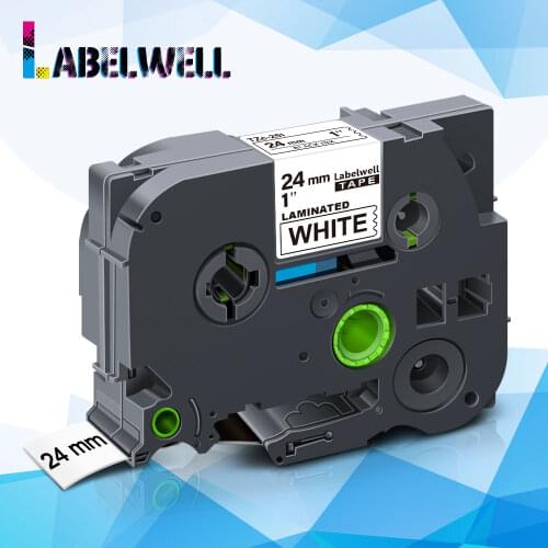 Labelwell Labeling Tape Tze-251 for Brother TZe251 Tze 251 Tz-251 Laminated tze tape 24mm*8m Black on White for P-Touch printer