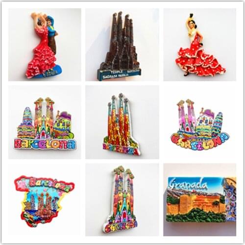 European and American Spain scenery Fridge Magnets Tourist Souvenirs Magnetic Stickers Travel Gifts