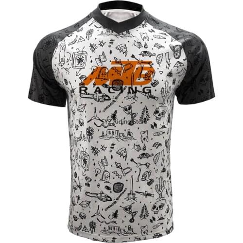 MTB Tops Wholesale Bike Downhill Jersey Fashion Women Cycling Shirt Black And White Printing Short Sleeve T-shirt Mens Jersey