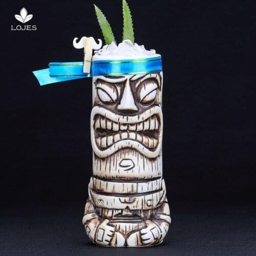 400ml Hawaii Tiki Mugs Cocktail Cup Beer Beverage Mug Wine Mug Ceramic Easter Islander Tiki Mug Bar Tool