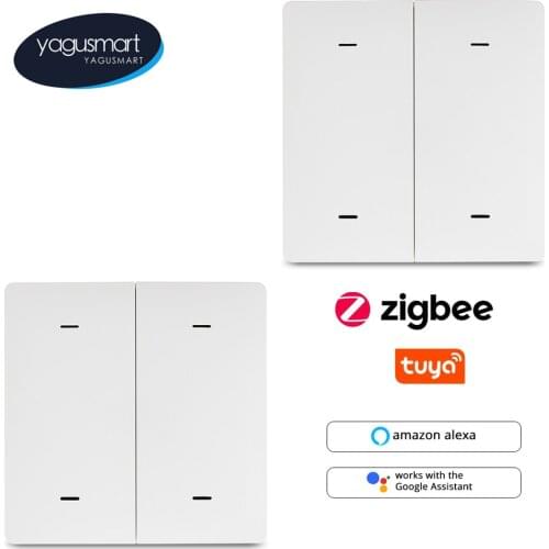 Yagusmart Tuya Zigbee Wireless Switch 4 Gang Tuya Push Button Scene Switch Work with Alexa Google Home APP Remote Control 2 PCS