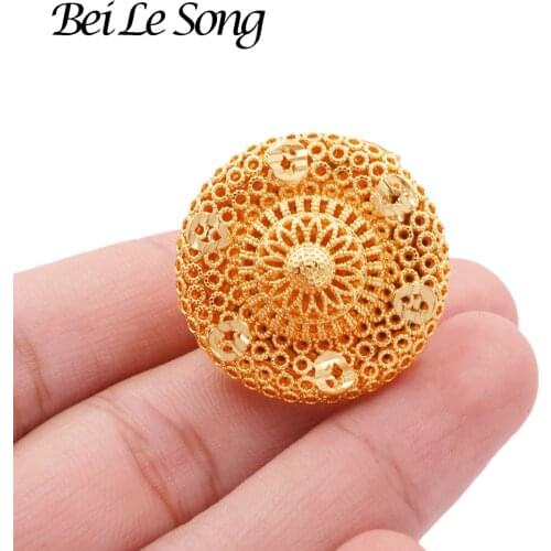 Ring round Dubai 24K gold color rings for women wedding party new resizable ring bridal luxury couple rings gifts African French