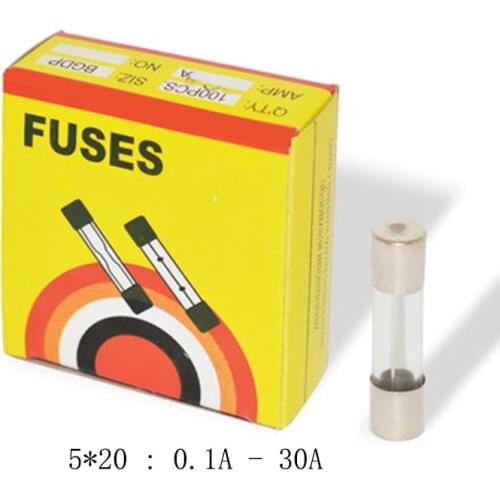 10/20/50/100 pieces 5x20mm fast-acting glass tube fuse matching kit 0.1A-30A F2AL 2.5A 250V fast-acting fuse