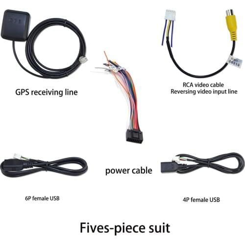 Microphone USB GPS Rear View Camera RCA Output AUX SIM Card Slot Radio Converter 16PIN 4G Power Cable Adapter For Car Navigation