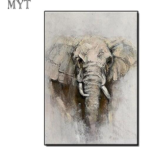MYT Grey Elephant Abstract Handpainted Paintings Reproductions On The Wall Art Canvas Pictures For Living Room Unframed