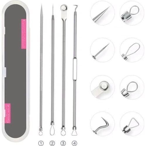 Stainless Steel Acne Needle Acne Needle Blackhead Acne Tweezers Clip Tool Set