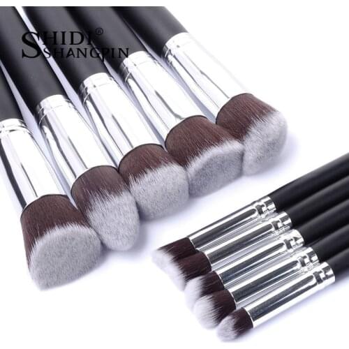 Professional 10 PCS Makeup Brushes Set Foundation Blending Powder Eyeshadow Contour Concealer Blush Cosmetic Makeup Tool