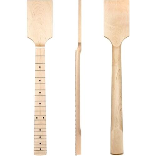 Kmise Electric Guitar Neck Paddle Headstock Maple 22 Frets Unfinished DIY Parts Clear Satin Bolt on for Music Lover
