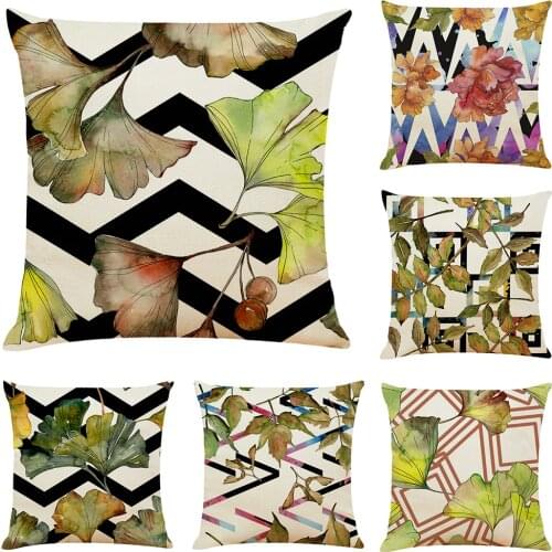 Tropical Leaf Cushion Cover Decorative Pillows Fashion Seat Cushions Home Decor Soft Flax Throw Pillow Sofa Animals Pillowcase