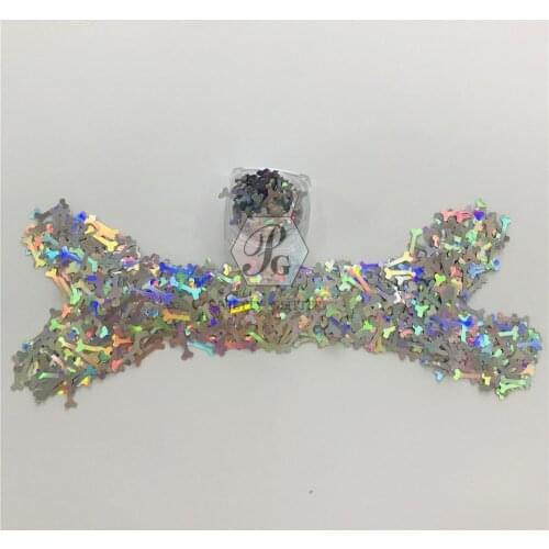PrettyG 1 Box 12mm Big Bones Shape Holographic Glitter Sequins for Resin DIY Making Art Craft Nail Makeup Decoration Accessories