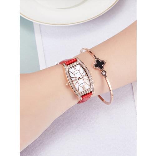 Rectangular Watch Fashion Zircon lether Watchband Womens New Quartz Waterproof Watches