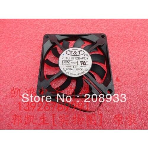 For T & T 7010hh12B-PD7 7CM 7010 12V 0.39A ultra-thin +cooling fan