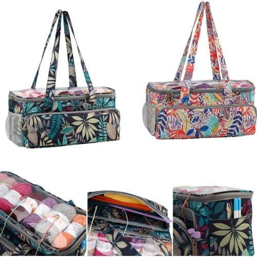 Oxford Cloth Woolen Needlework Crochet Hooks Storage Tote Bag Knitting Needles Sewing Tool Thread Yarn Holder Organizer Handbags