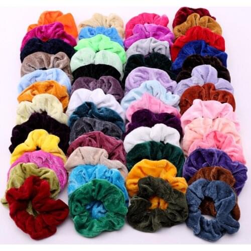 30-50pcs/Pack Fashion Velvet Hair Band Scrunchie Headband Solid Color Elastic Rubber Band Ponytail Holder Women Hair Accessories