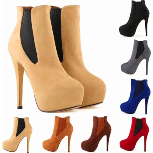 Star Style High Plarform Riding Boots Women 2021 New High Heels Boots Womens Cozy Black Elastic Band Flock Fashion Short Boots