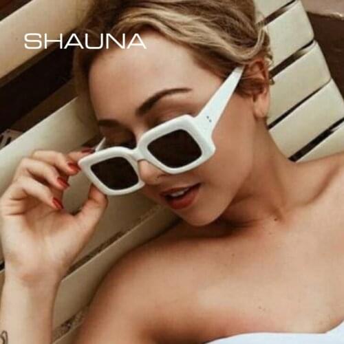 SHAUNA Fashion Nail Decoration Women Square Sunglasses Metal Hinge Retro Men UV 400 Lens Glasses