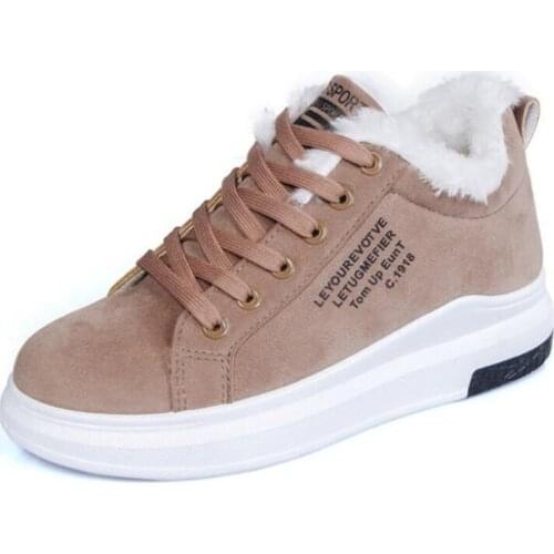 2020 Winter Women Shoes Warm Fur Plush Lady Casual Shoes Lace Up Fashion Sneakers Platform Snow Boots Big Size 40