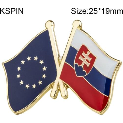 EU & Slovakia Friendship Flag Badge Brooch Natinal Lapel Pins Flag Lapel Pins Country Flag Badge XY0079