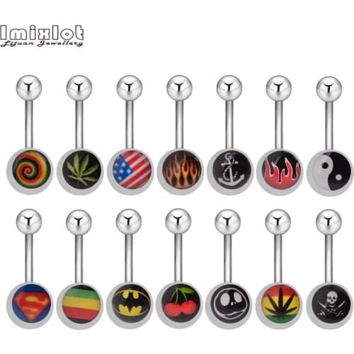 1pc Stainless Steel Belly Button Rings for Women Girls Mix Pattern Fire Leaf Navel Piercings Body Jewelry Piercing Ombligo Gifts