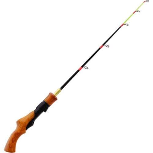 1PC Short Section Ice Fishing Rod 2 Sections Shrimp Rod Fishing Rod Imitation Wooden Handle Fishing Rods