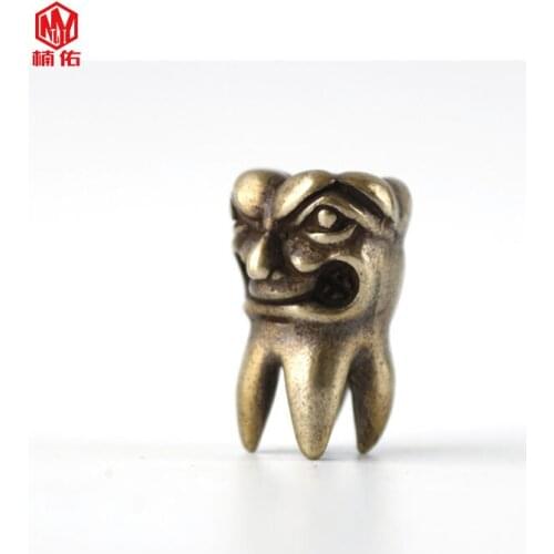 Outdoor EDC Tool Accessories Brass Lucky Tooth Wisdom Tooth Paracord Knife Beads 1PCS