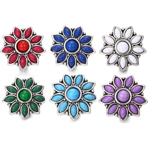 10pcs/lot Mixed Snap Jewelry 18mm Snap Buttons Jewelry Rhinestone Flower Metal Snaps Jewelry Fit Snap Button Necklace