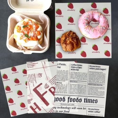 50 Sheets Wax Paper Baking Package Donut Bakery Food Packing Paper Bread Sandwiches Oilproof Square Paper Baking Tools