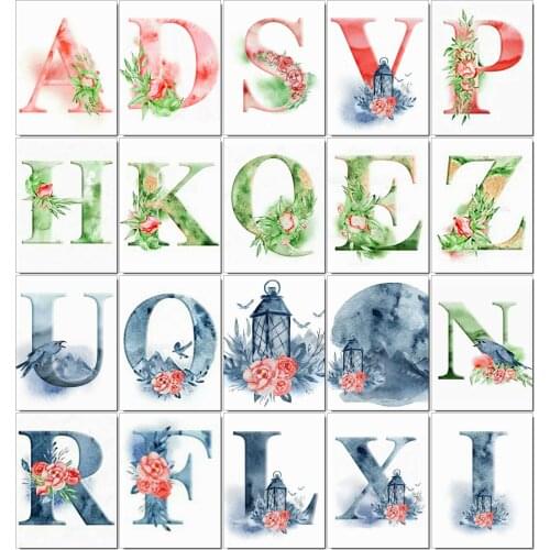 Huacan 5d DIY Diamond Painting New Arrivals Letter Of The Alphabet Diamond Embroidery Kit Text Mosaic Flower Needlework