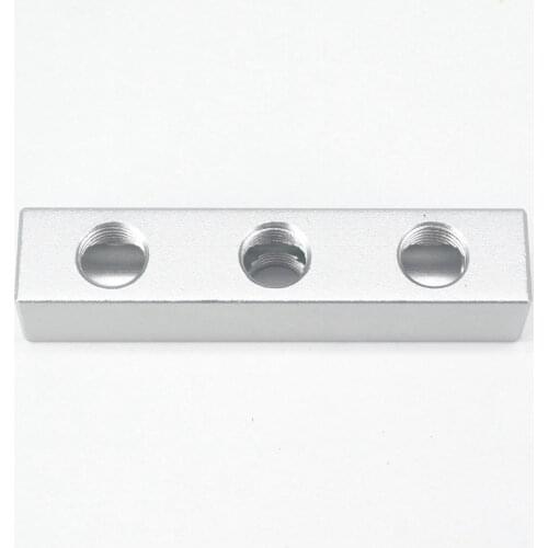 Aluminum 20x20mm 1/4" BSP Female 3 Way 6 Port Pneumatic Fitting Manifold Block Splitter