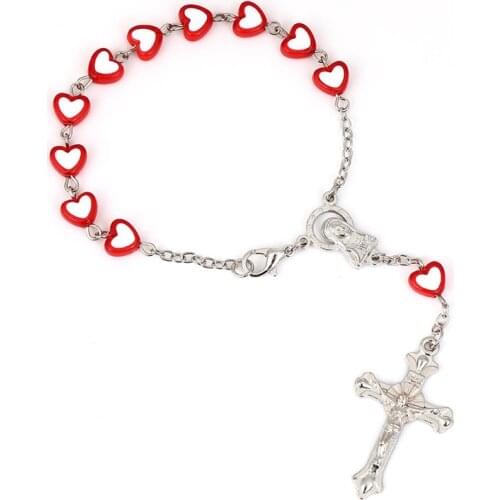Jesus Cross Bracelet Christian Supplies Gifts Rosary Charm Bracelets On Hand Wholesale Zinc Alloy Material Jewelry 2021 Trend