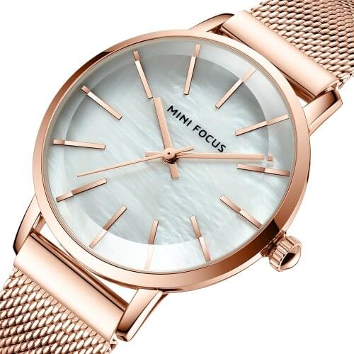MINI FOCUS Brand Luxury Watch for Women Waterproof Casual Quartz Woman Watch 2021 Rose Gold Stainless Steel Mesh Belt Clocks New