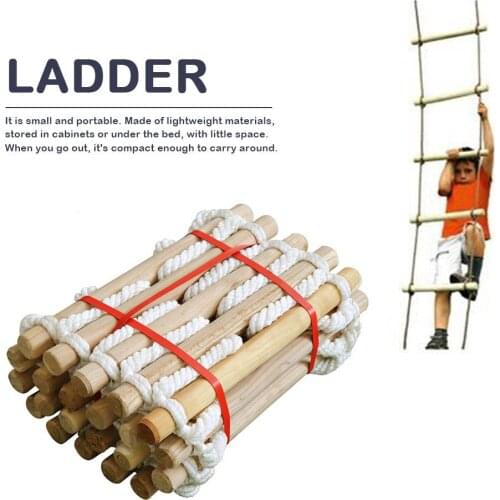 5M Rope Ladder Wooden Rungs Children Climbing Toy Kids Sport Rope Swing Safe Escape Ladder Engineering Ladder Fitness Equipment4