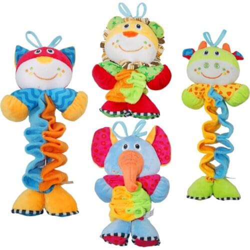 Baby Rattles Toys Cute Animall Musical Mobiles The Bed Bell Bed Pram Toy Newborn Baby Stuffed Stroller Hanging Educational Toys
