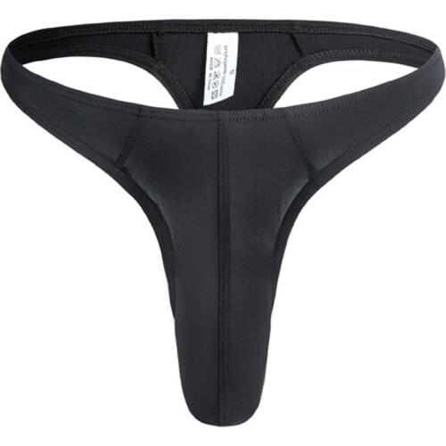 Men G-string Thong Ice Silk Underwear Male Sexy Elephant Nose Big Pouch Briefs Gay Panties Solid Tanga Underpants