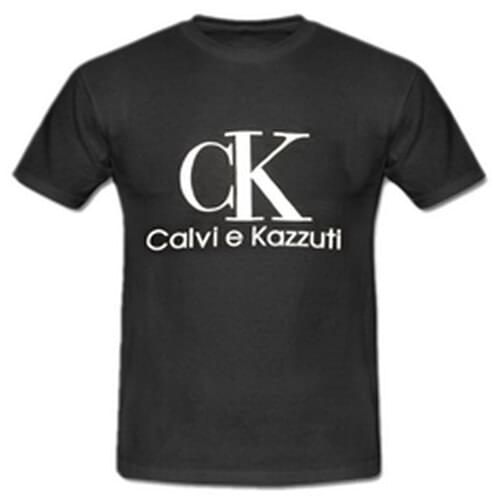 T-Shirt Maglia Movida87 Maglietta Nera Calvi E Kazzuti 100% Cotone