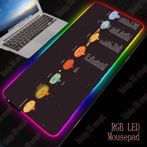 Space Earth Solar System RGB Mouse Pad Gaming Accessories Computer Mousepad Large Gamer Carpet Big Led with Backlit CSGO LOL