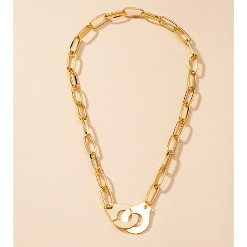 Ins Gold Chain Handcuffs Cuff Hip-Hop Rock Geo Minimalism Minimalist Choker Pendant Necklaces Korean Fashion Women Party Jewelry