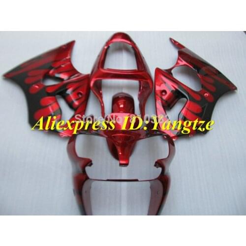 Motorcycle Fairing kit for KAWASAKI Ninja ZZR600 2005 2006 2007 2008 ZZR 600 05 06 07 08 Black flames red Fairings set+gifts