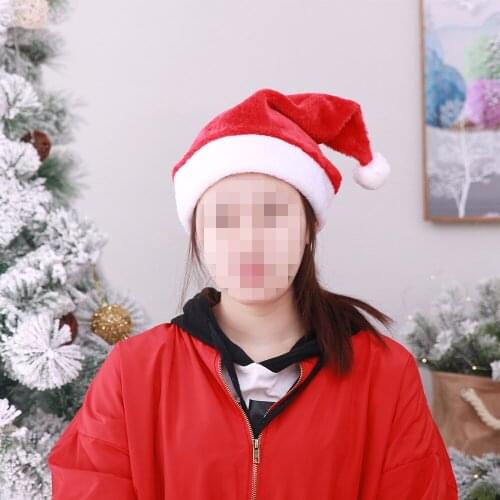 Short Plush Christmas Hats For Adult Kids Home Decorate Family Christmas Supplies Xmas Decoration Cap Christmas Hat