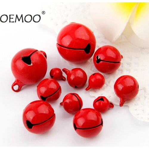 Red 8/10/12mm Metal Jingle Bells Loose Beads Festival Party Decoration/Christmas Tree Decorations/DIYCrafts Accessories