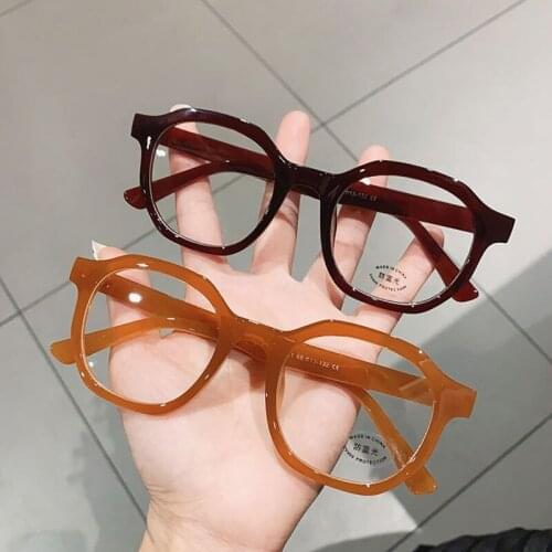 Fashion Irregular Square Women Optical Glasses Frame Clear Anti Blue-Ray Lens Eyewear Vintage Men Wine Red Champagne Frame