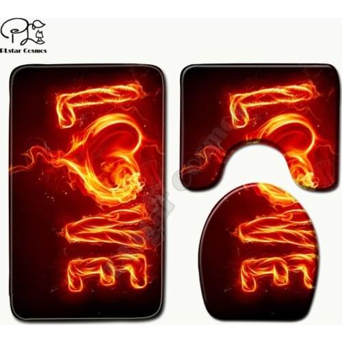 Valentines day love pattern Cartoon funny 3D printed Bathroom Pedestal Rug Lid Toilet Cover Bath Mat Set drop shipping style-3