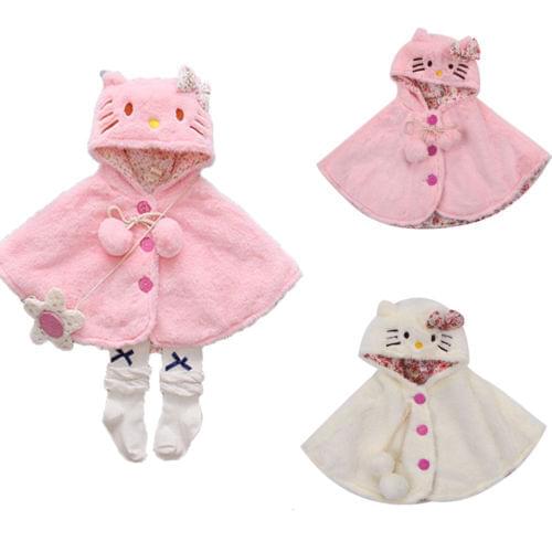 Newborn Baby Girls Cloak Hooded Poncho Cartoon Cat Jacket Outwear Kids Warm Coat Clothes 0-24 Months