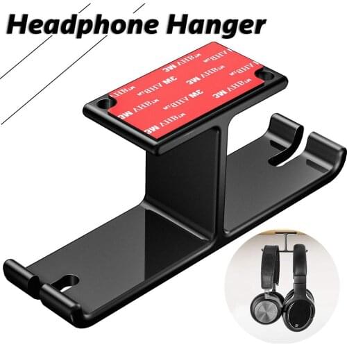 New Headphone Hanger Headset Holder Dual Aluminum Headphone Hook Mount With Cable Clip Organizer & 3M Adhesive Fit All Headphone