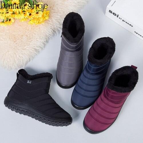 2021 Autumn and Winter New Womens Cotton Shoes Non-Slip Waterproof Mid-Calf Zipper Snow Boots Comfortable Warm Large Size Boots