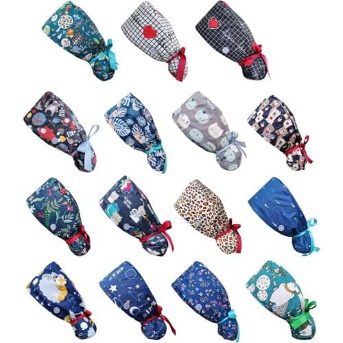 New Unisex Hats With Button Women Men Heart Printed Reuseable Casual Hats Bandage Adjustable Caps Washable Working Caps