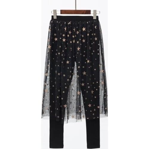 Autumn Womens Net Yarn Culottes Two-Piece Tight Skirt CulottesSstar Pattern Thin Culottes 2020 New